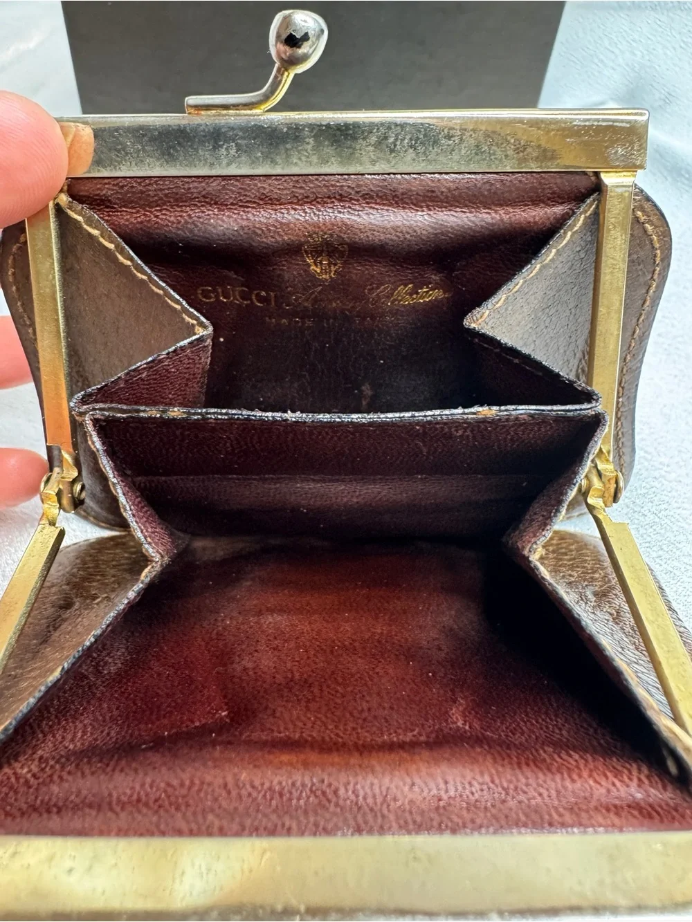 Vintage Gucci Sherry Line GG Supreme Kiss-Lock Coin Purse with Gucci Box - Picture 7 of 16